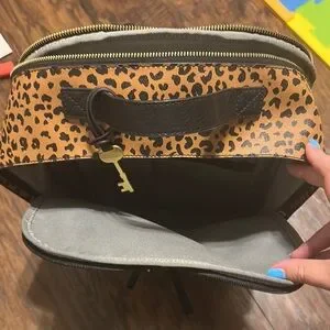 Fossil Leopard Print Backpack with Black Accents Fossil | Bags | Fossil Leopard Print Backpack Brown And  main image 3